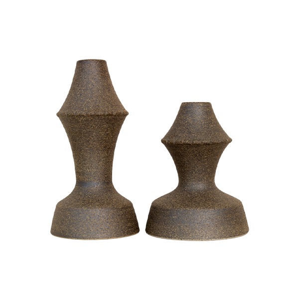 AMAL CANDLE HOLDER PAIR - SPECKLED IRON