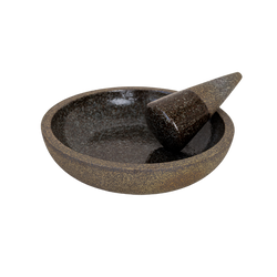 RY SPECKLED IRON MORTAR AND PESTLE - SPECKLED IRON + GLOSS